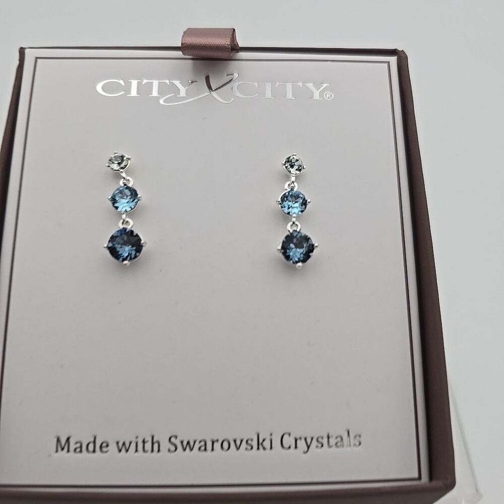 City x City Swarovski Crystal Infinity Twist Earrings In Gift Box